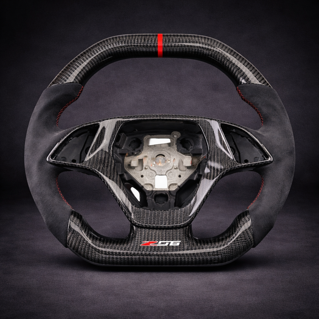 Volante Deportivo de Fibra de Carbono y Alcántara para Chevrolet Camaro 2011–2019 / Corvette C7 2014–2019