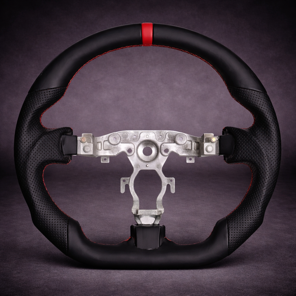 Volante Deportivo de Fibra de Carbono y Cuero con Costuras Rojas para Nissan 370Z (2009–2020)