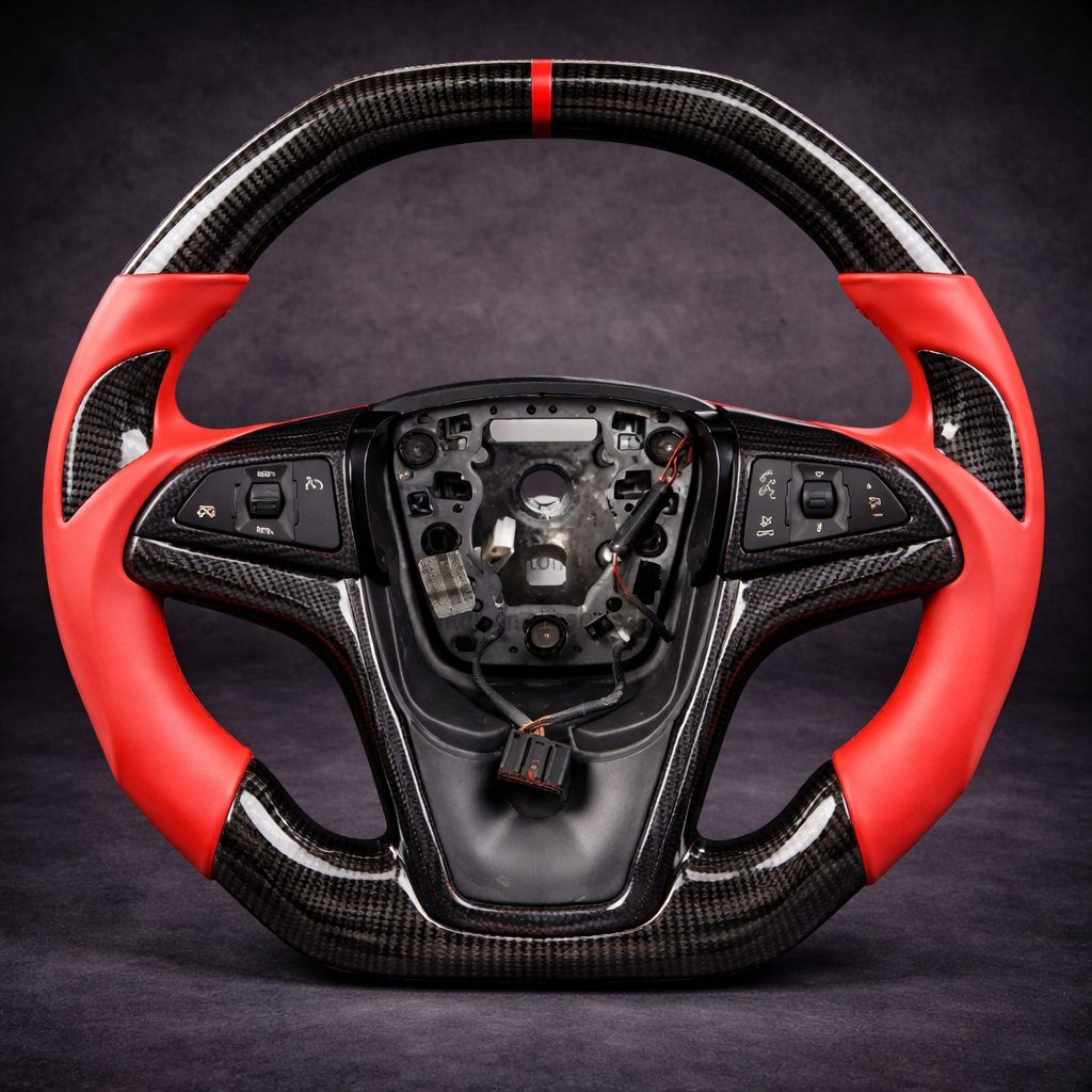 Volante Deportivo de Fibra de Carbono y Cuero Rojo para Chevrolet Camaro 2016–2018