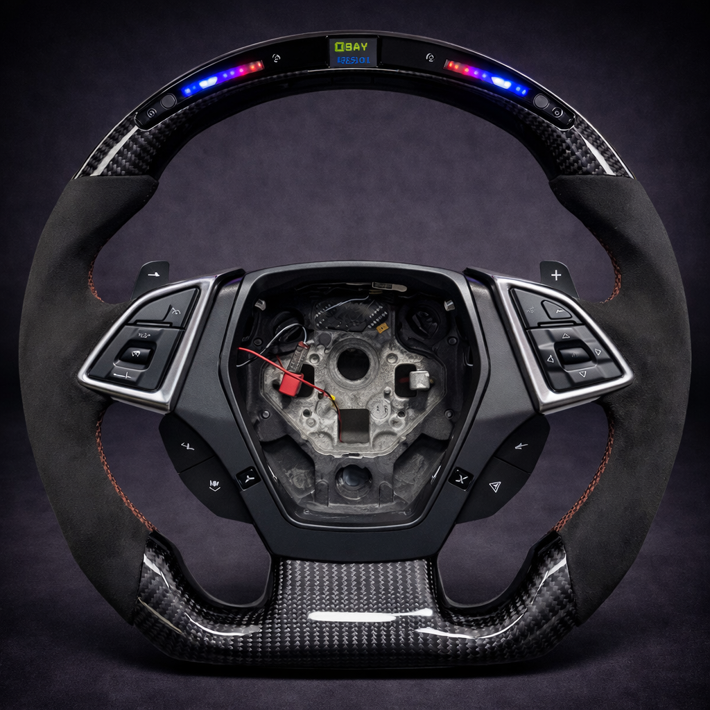 Volante Deportivo LED de Fibra de Carbono y Alcántara para Chevrolet Camaro 2014–2019 con Pantalla y RPM Shift Lights
