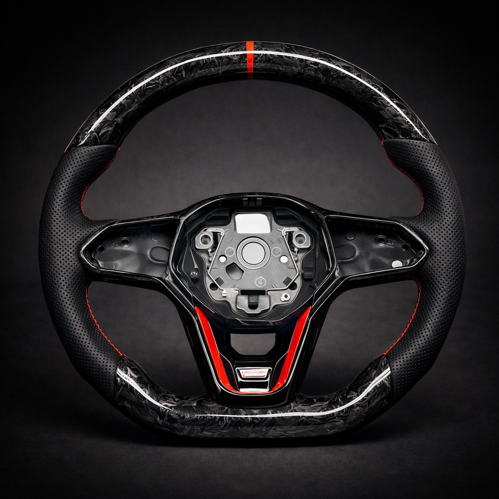 Volante Deportivo VW Golf 7 GTI / Golf R / Tiguan / Arteon R-Line con Levas Grandes y Cuero Perforado OEM+