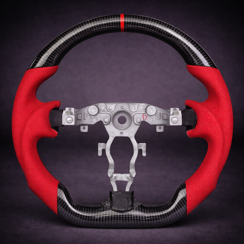 Volante Deportivo de Fibra de Carbono y Cuero con Costuras Rojas para Nissan 370Z (2009–2020)