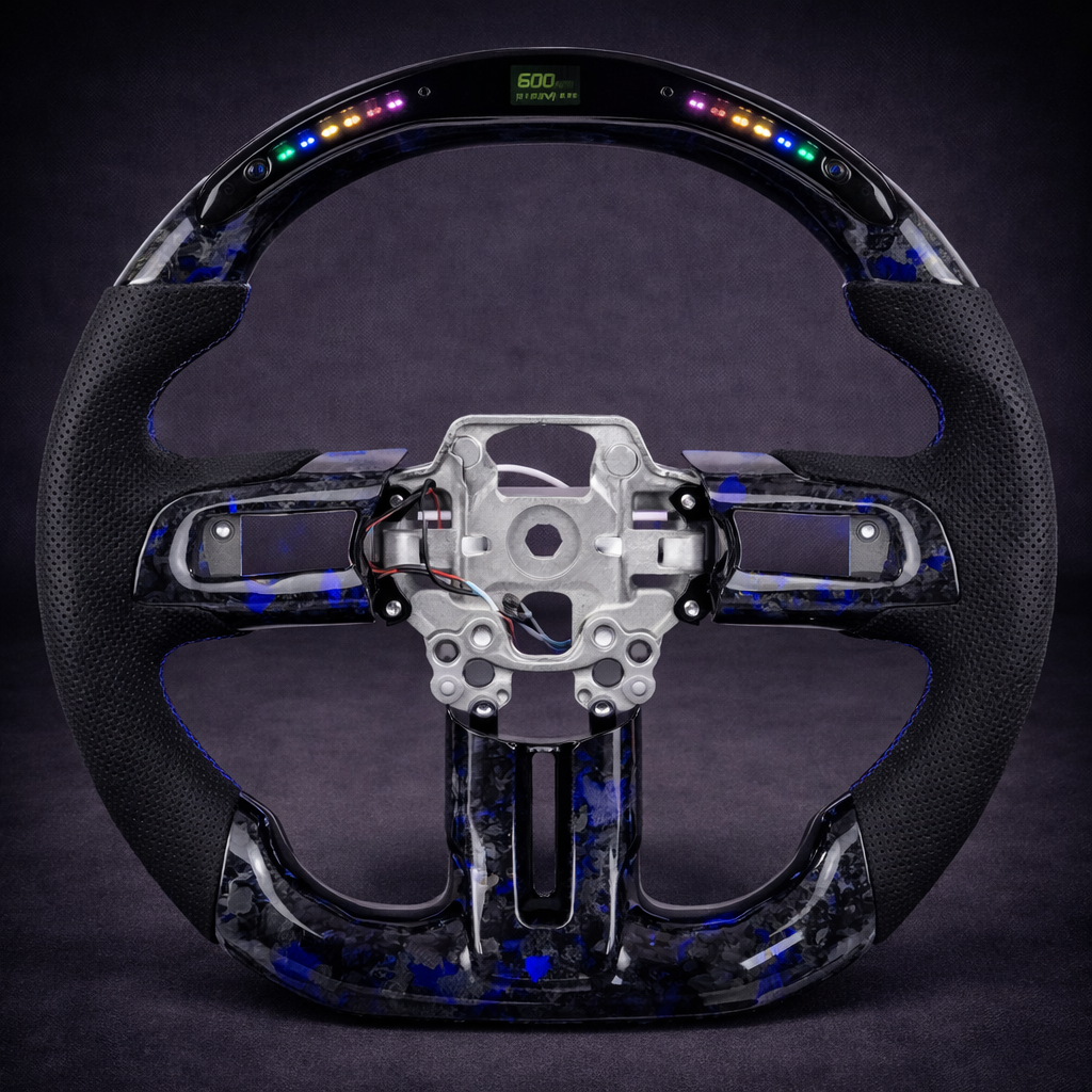 Volante Deportivo LED de Fibra de Carbono para Ford Mustang GT 2018–2023 con Pantalla y Indicador RPM