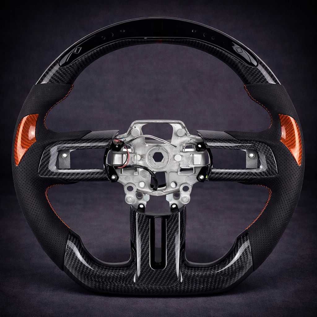 Volante Deportivo LED de Fibra de Carbono para Ford Mustang GT 2018–2023 con Pantalla y Indicador RPM