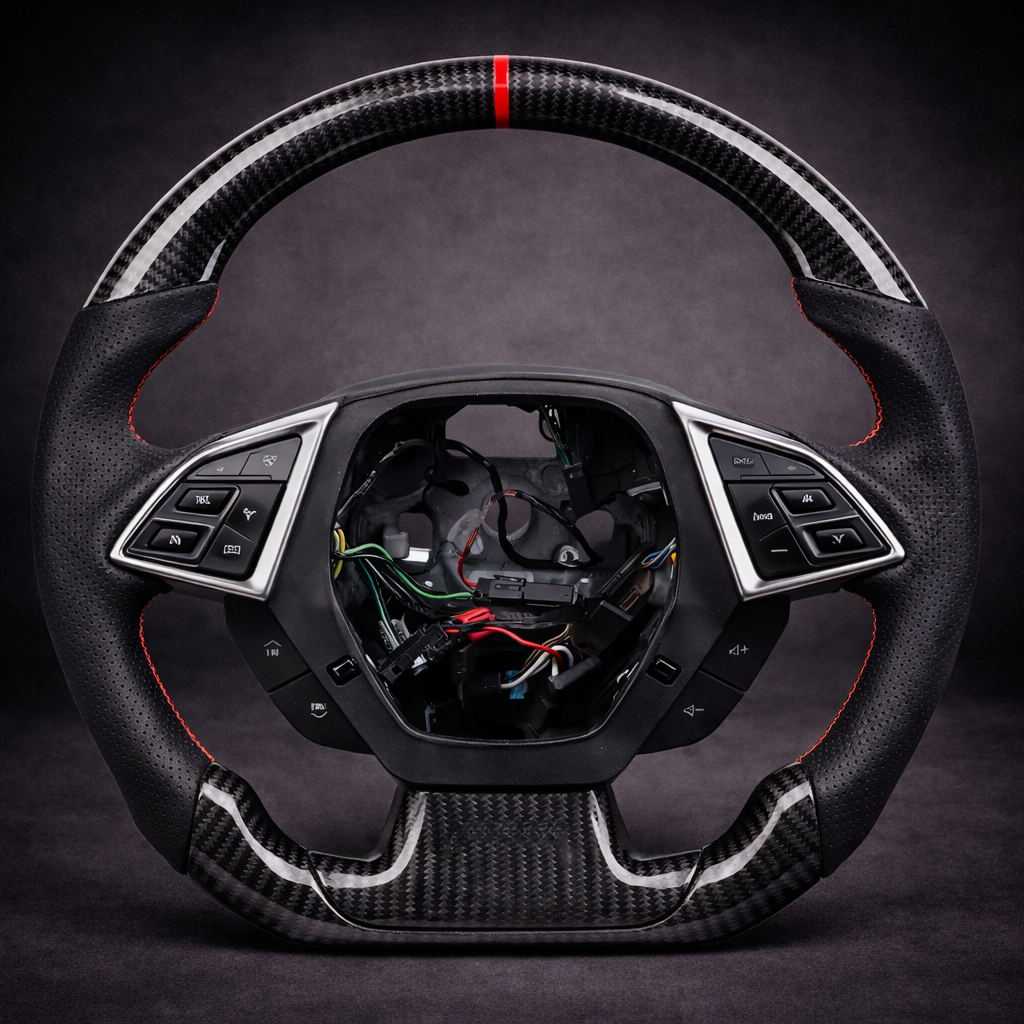 Volante Deportivo de Fibra de Carbono y Cuero Perforado para Chevrolet Camaro 2016–2018